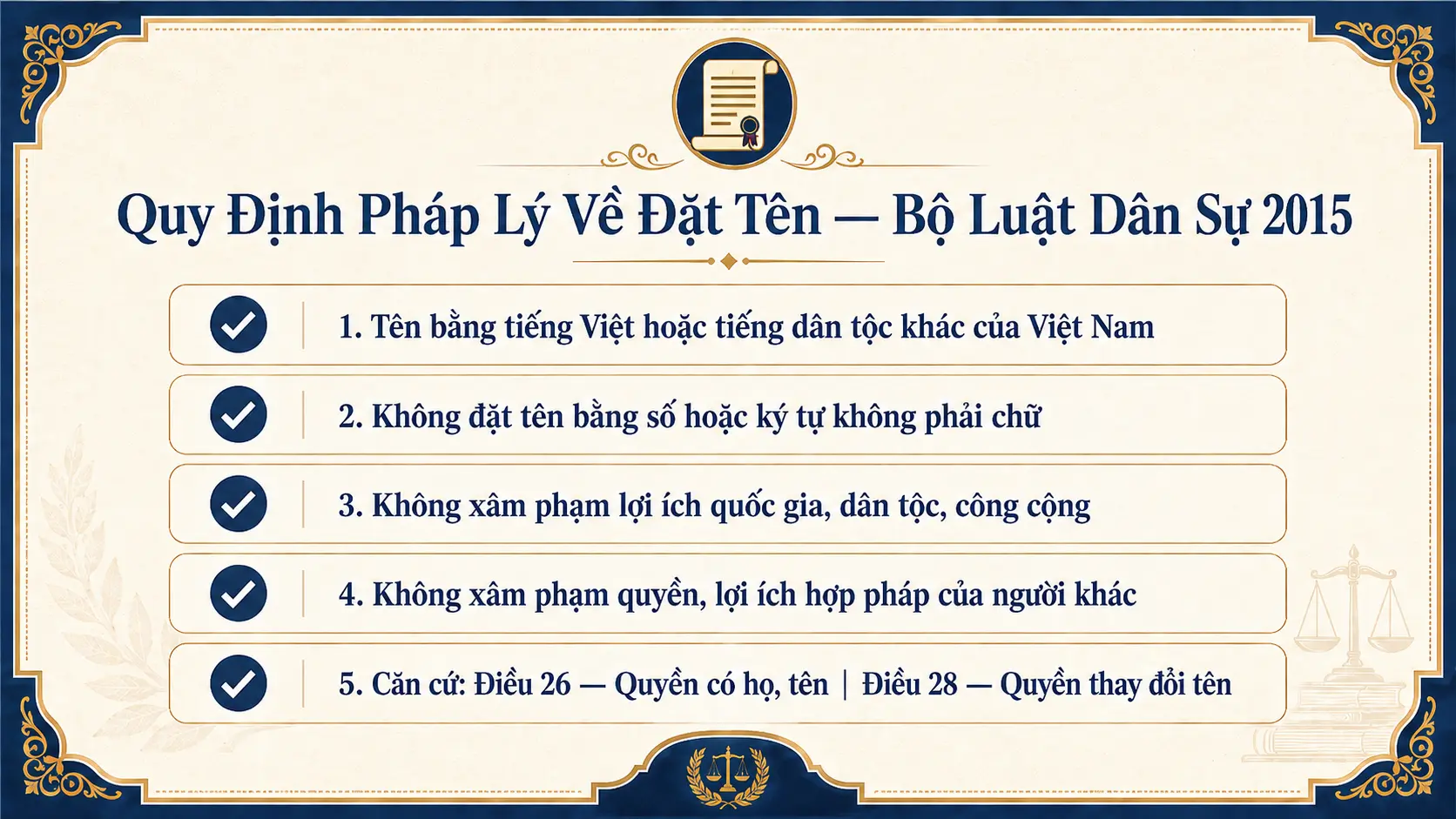Quy định pháp lý về đặt tên con tại Việt Nam