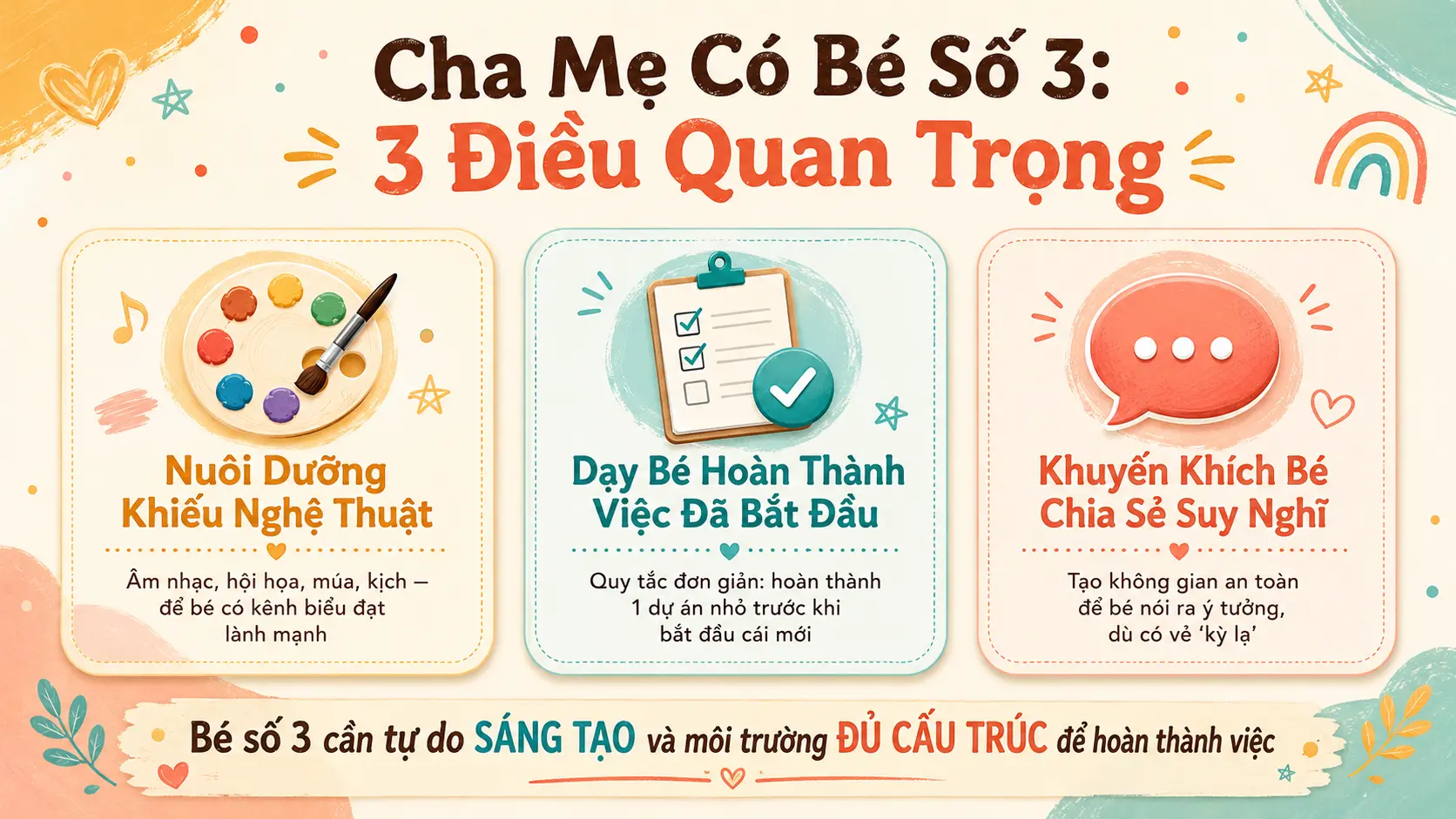 3 lời khuyên nuôi dạy bé số 3 nghệ thuật hoàn thành việc chia sẻ ý tưởng