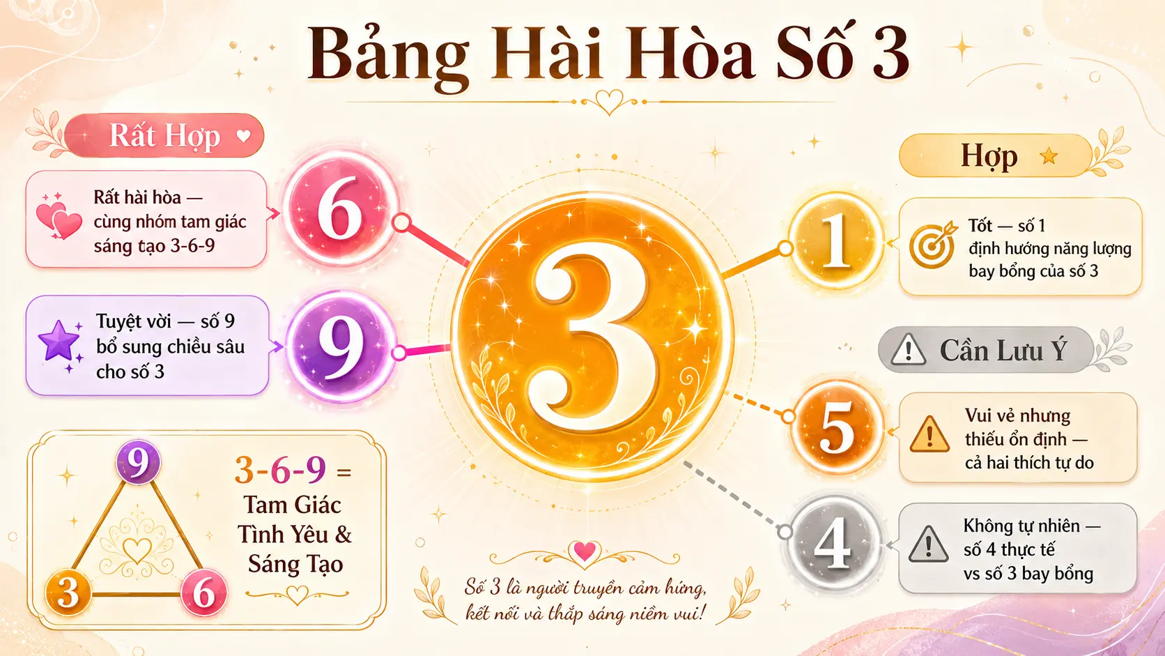 Số 3 hài hòa với số 6 9 tốt nhất tam giác sáng tạo thần số học