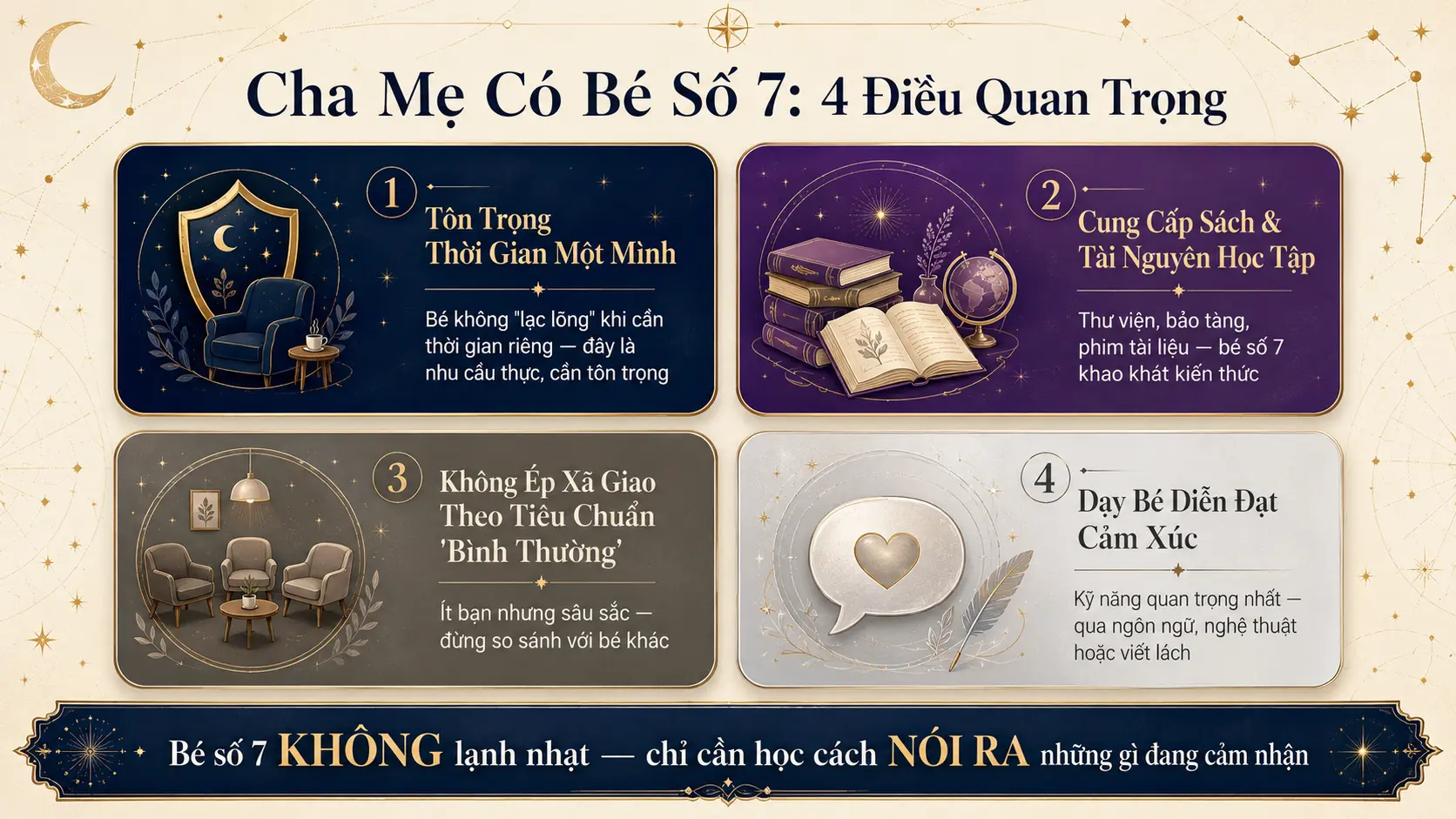 4 lời khuyên nuôi dạy bé số 7 không gian riêng sách học không ép xã giao diễn đạt cảm xúc