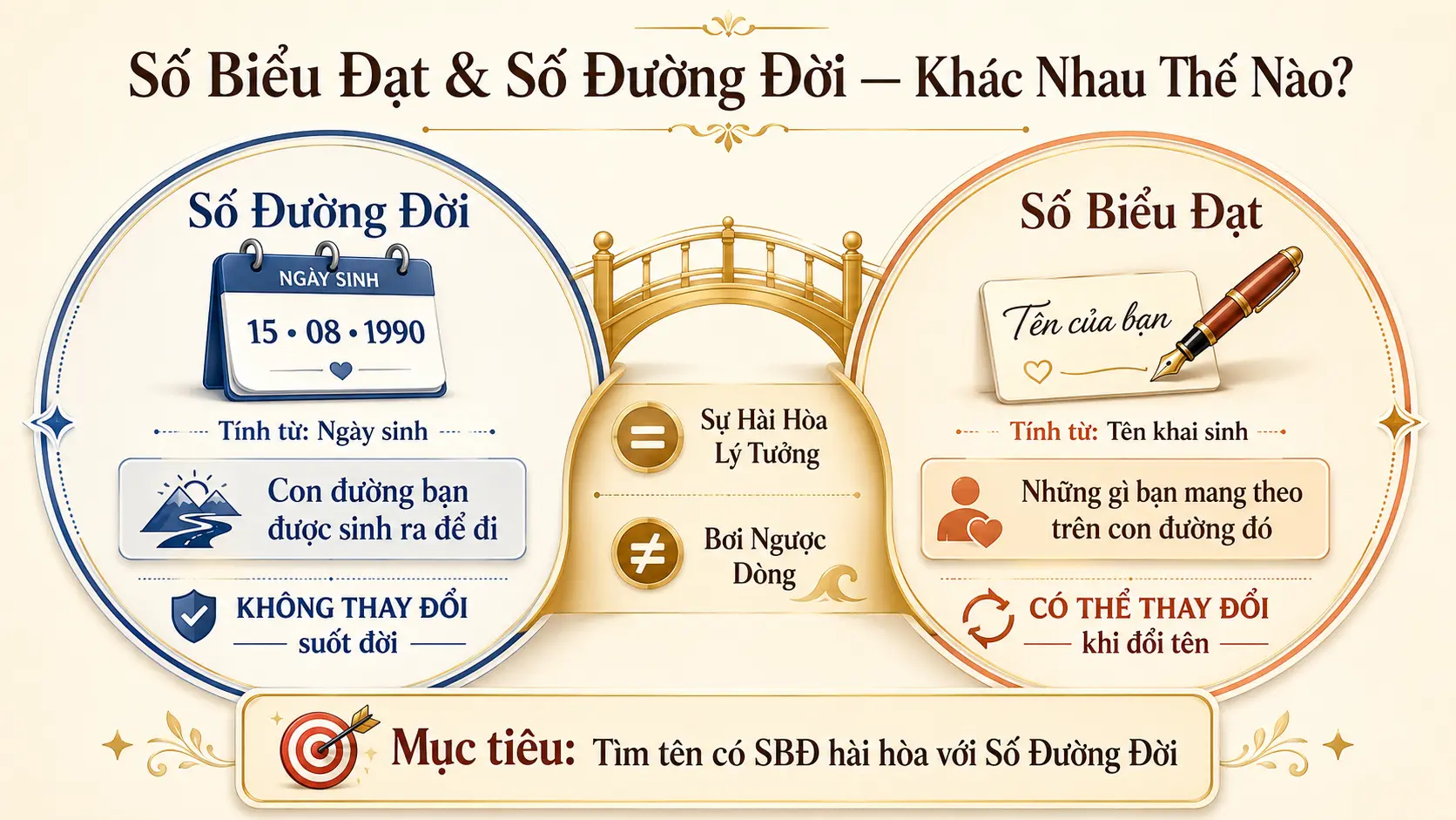 Mối quan hệ số biểu đạt và số đường đời hài hòa khi đặt tên con