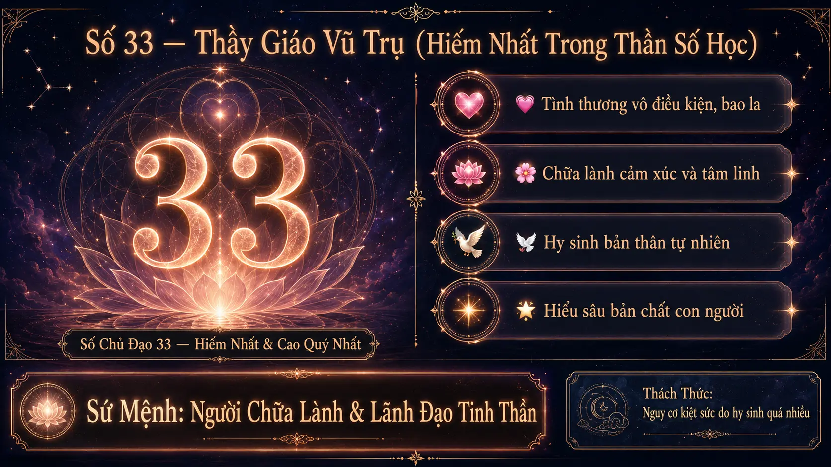 Số chủ đạo 33 thầy giáo vũ trụ hiếm nhất tình thương vô điều kiện