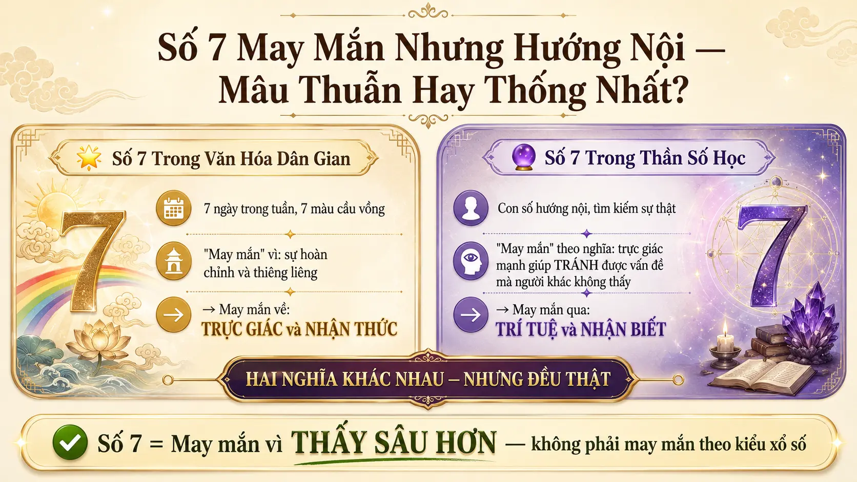 Tại sao số 7 gọi là may mắn nhưng lại hướng nội thần số học giải thích
