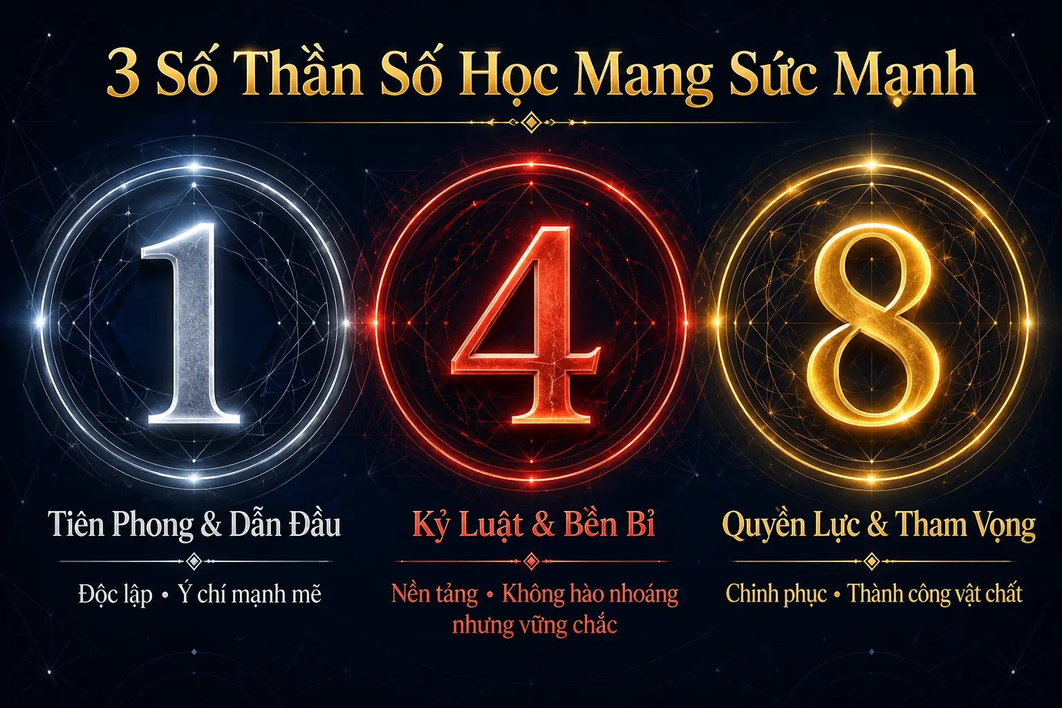 Số 1 số 4 số 8 thần số học liên quan sức mạnh dẫn đầu kỷ luật quyền lực