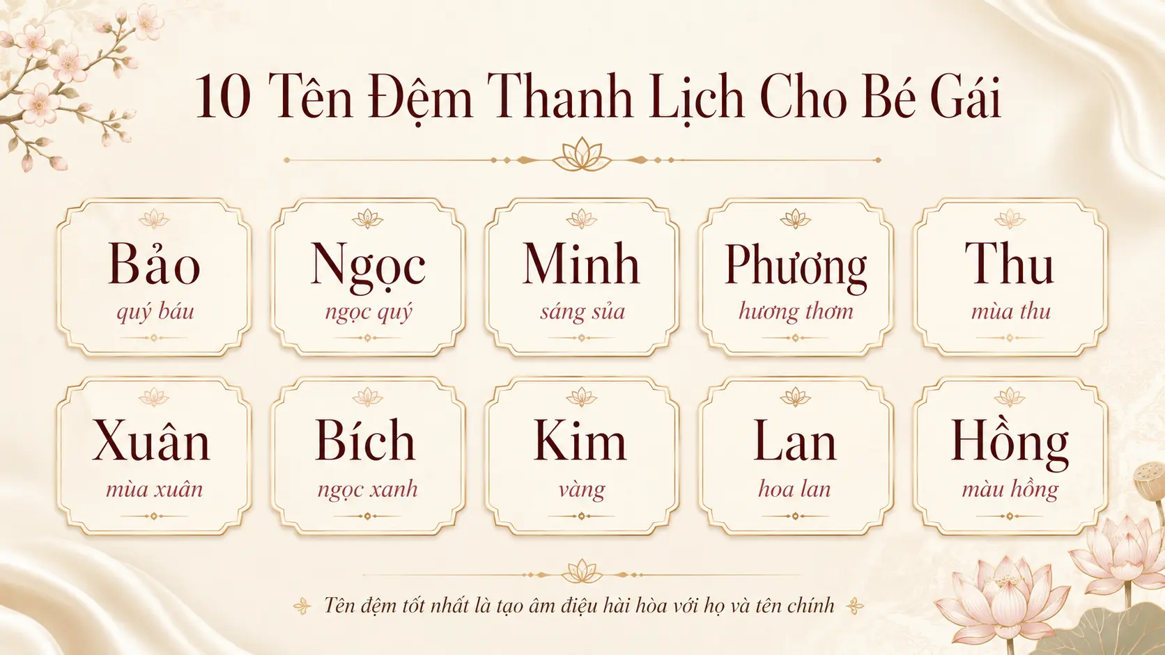 10 tên đệm phù hợp thanh lịch cho bé gái Bảo Ngọc Minh Phương