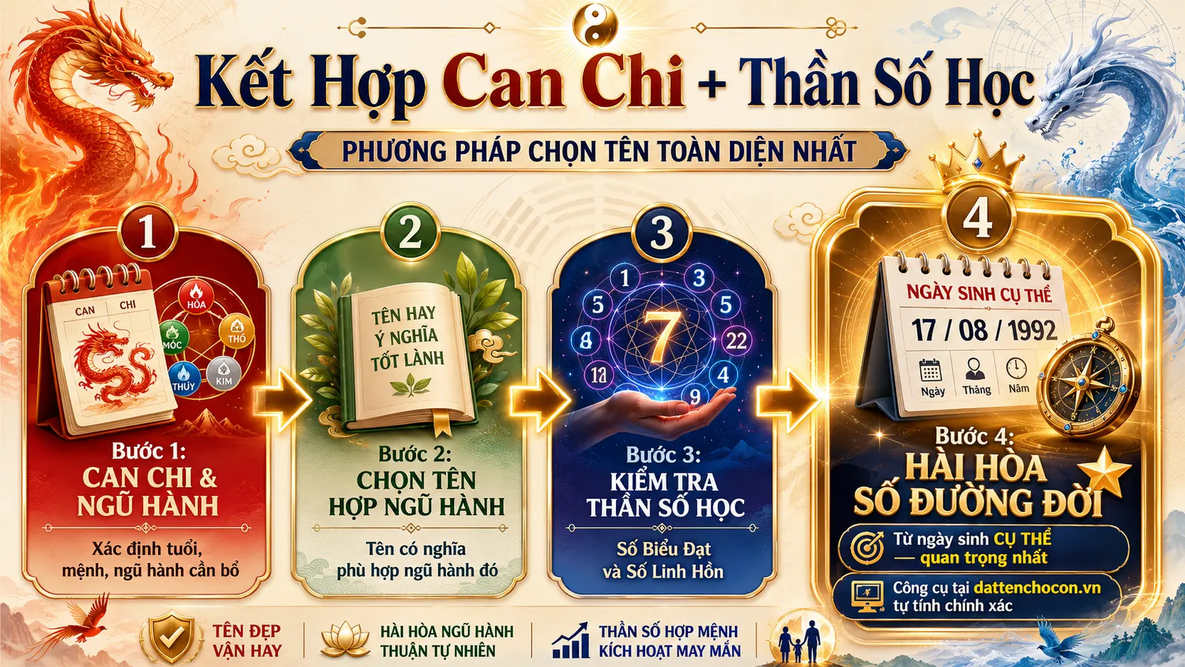 4 bước kết hợp Can Chi và thần số học để chọn tên bé toàn diện