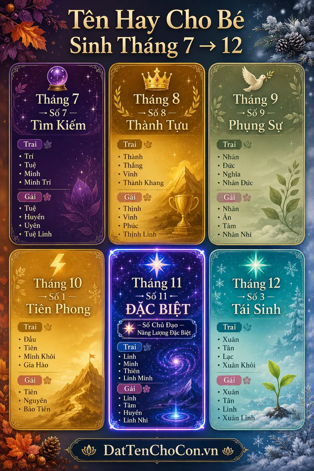 Tên hay cho bé sinh tháng 7 đến tháng 12 theo thần số học