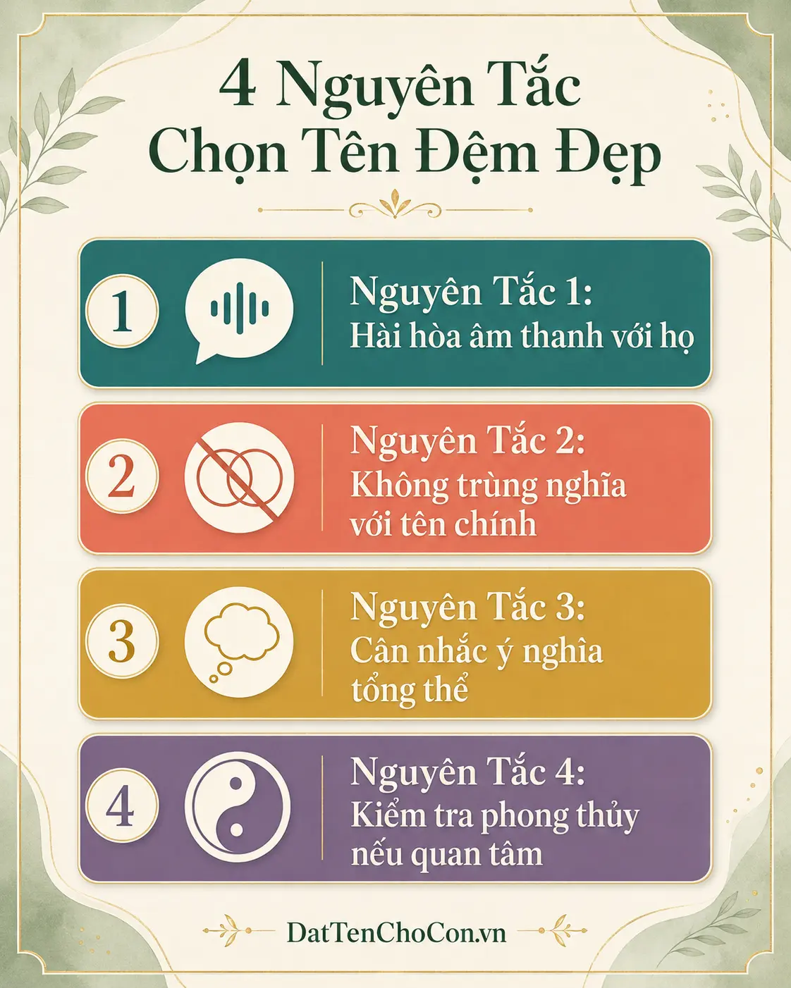 4 nguyên tắc chọn tên đệm đẹp
