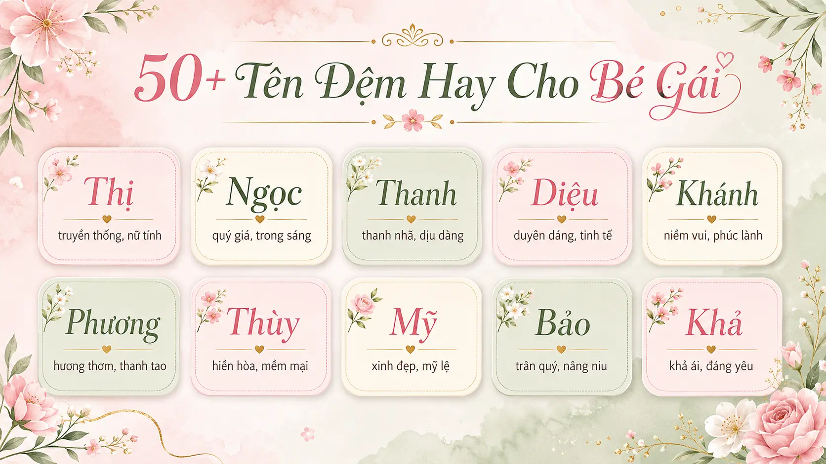 50+ tên đệm hay cho bé gái