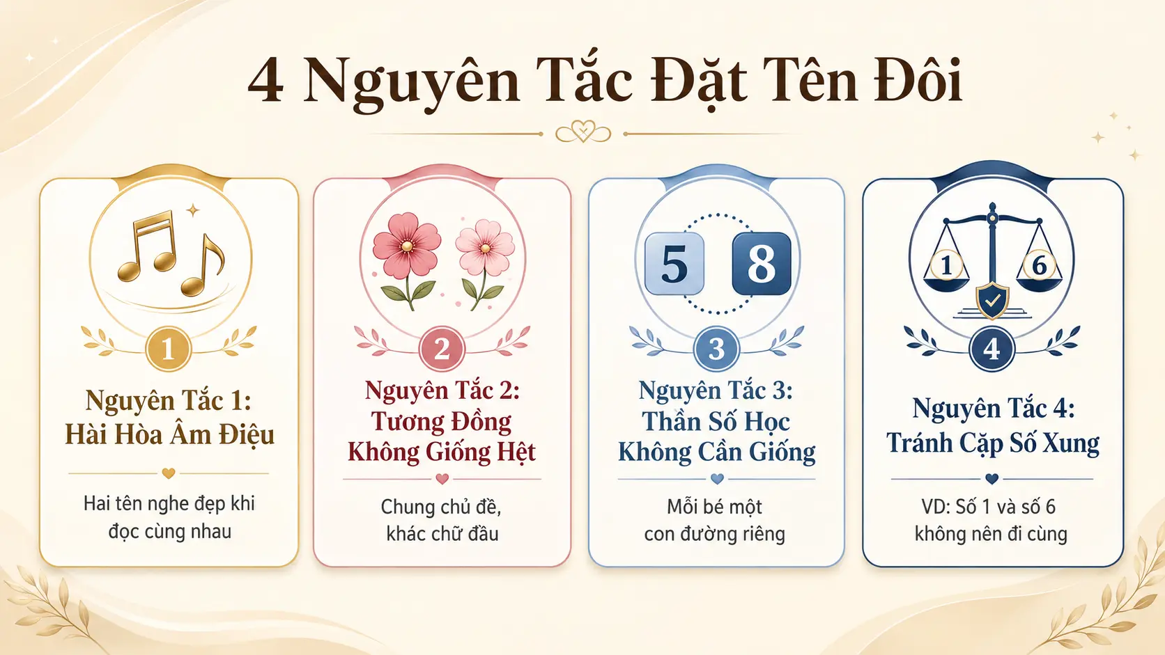 4 nguyên tắc đặt tên đôi cho sinh đôi hài hòa âm điệu thần số học