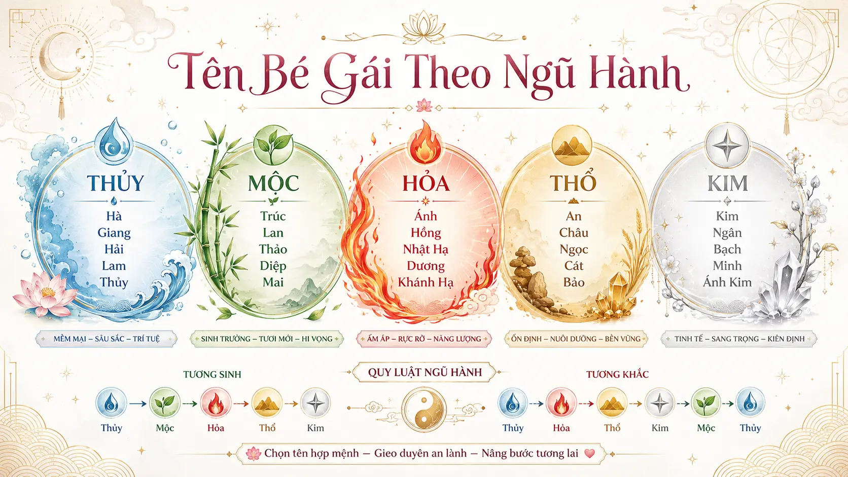 Đặt tên bé gái theo phong thủy 2026