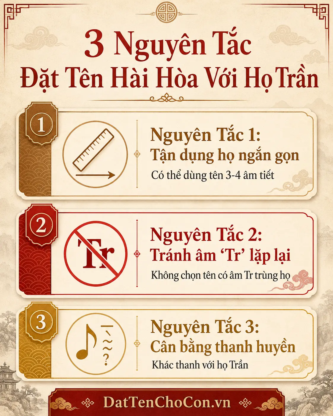 3 nguyên tắc đặt tên hài hòa với họ Trần