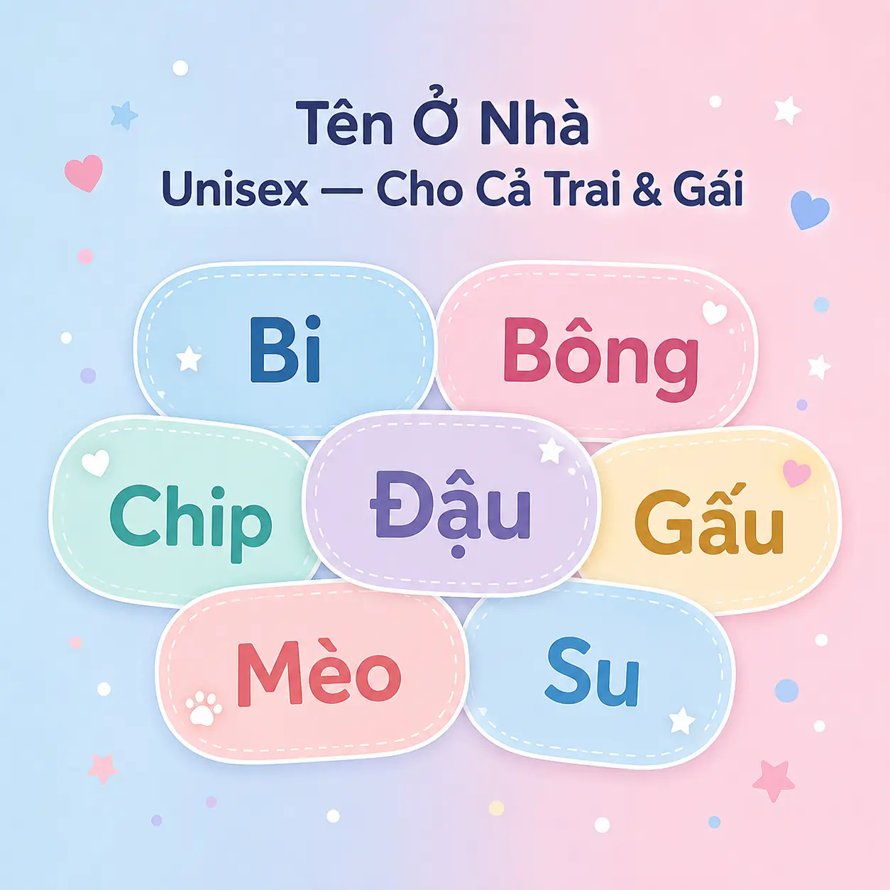 Tên ở nhà unisex cho cả trai và gái